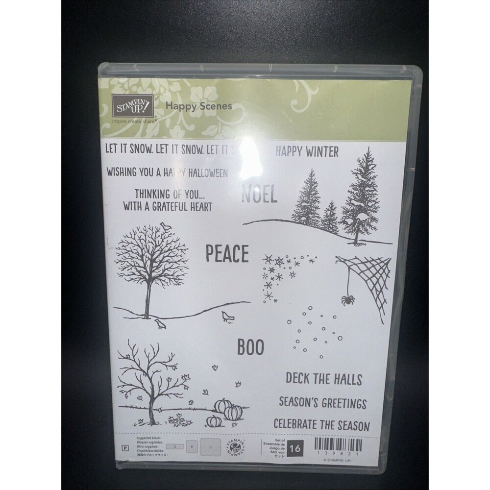 Stampin Up Happy Scenes Holidays Christmas Halloween photopolymer Stamps 139821
